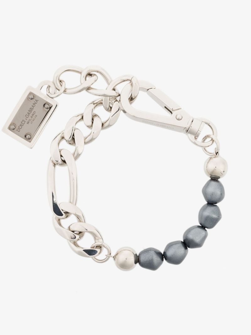Silver Tone Logo Chain Bracelet