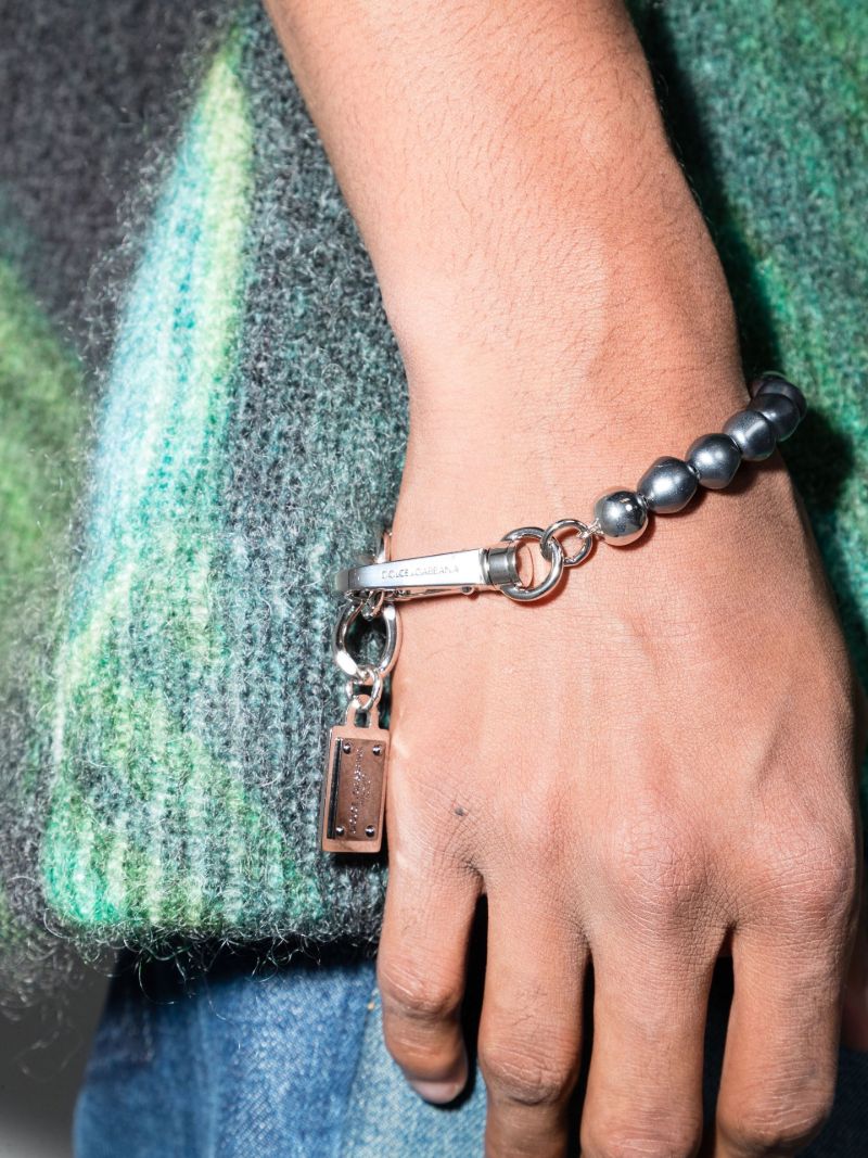 Silver Tone Logo Chain Bracelet