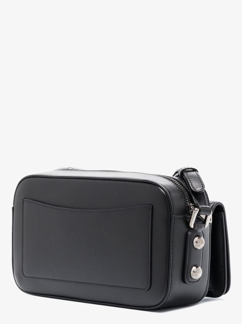 Black Logo Leather Cross Body Bag