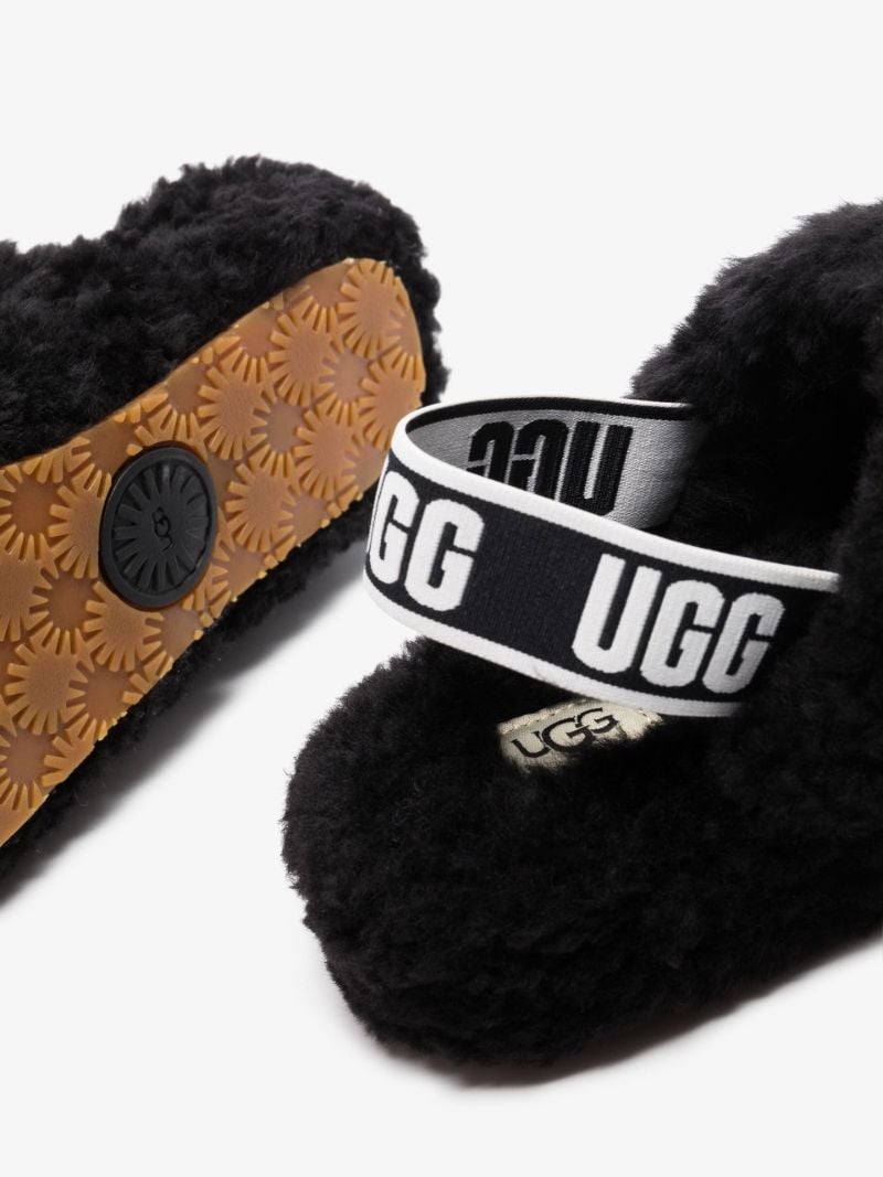Black Fluff Yeah Flatform Shearling Slippers