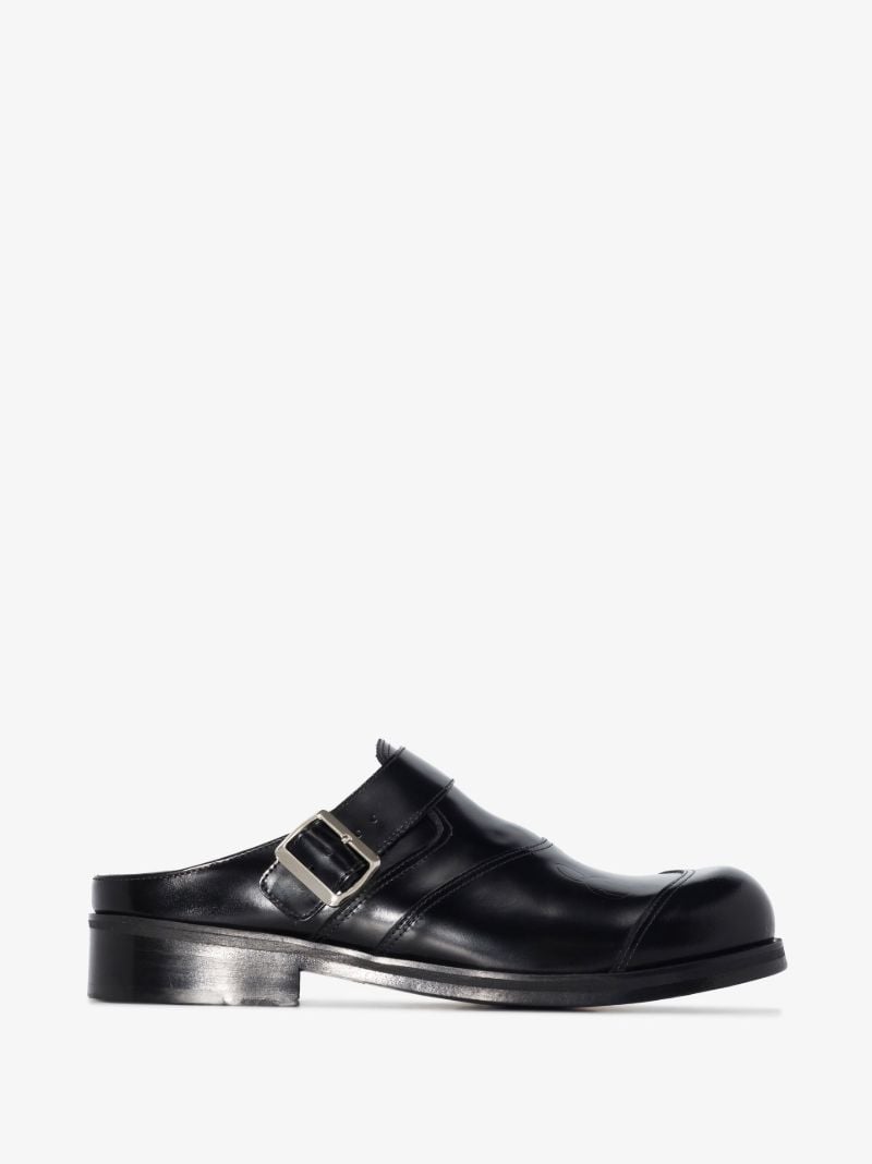 Black Biker Slip-on Leather Monk Shoes