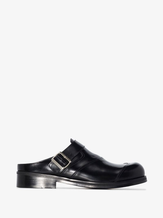Black Biker Slip-on Leather Monk Shoes