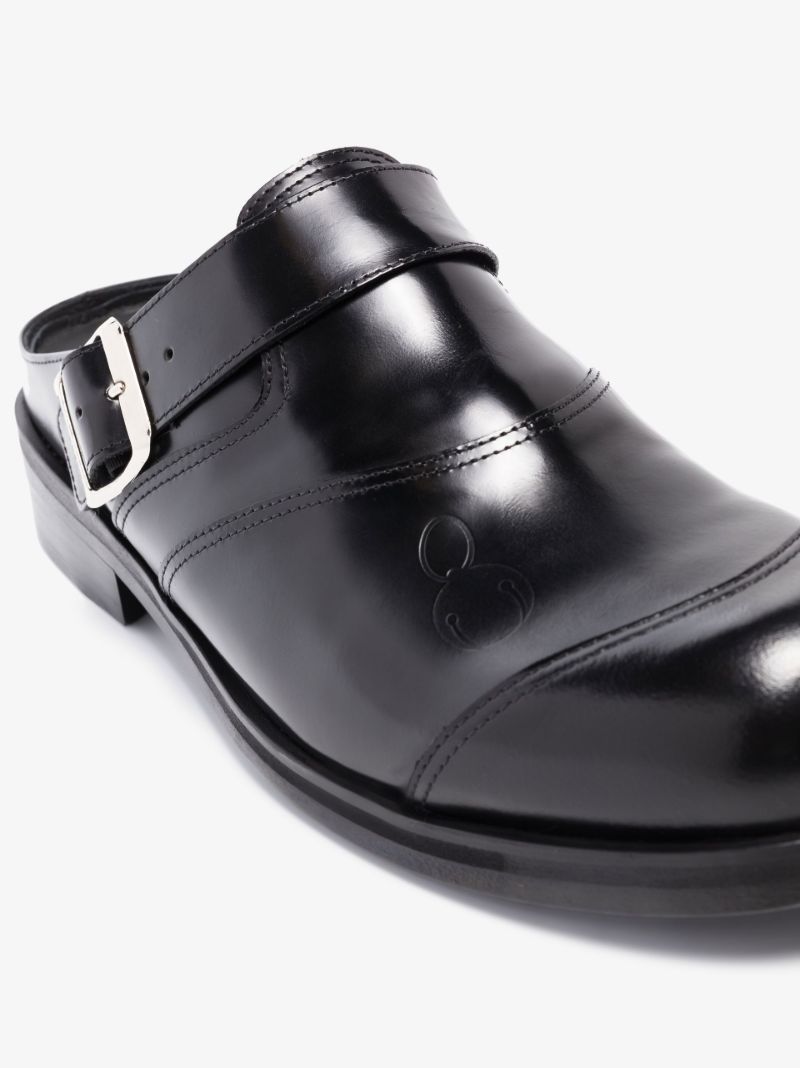 Black Biker Slip-on Leather Monk Shoes