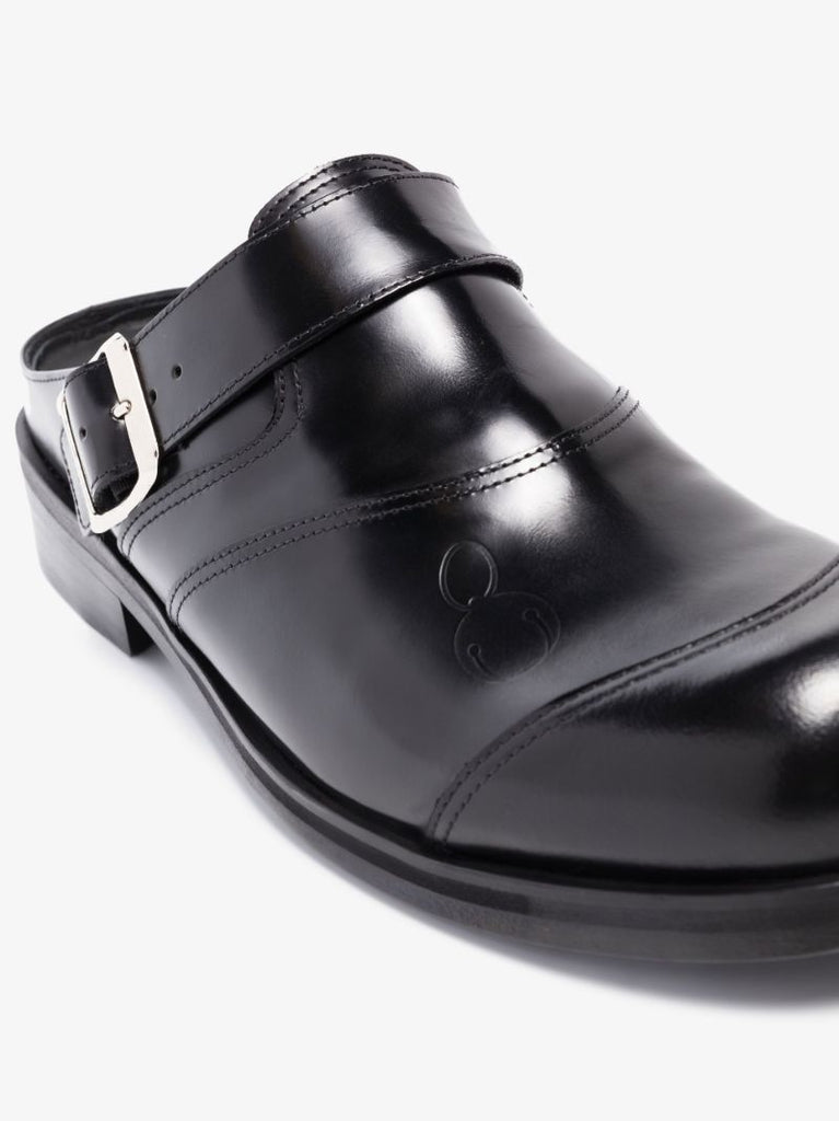 Black Biker Slip-on Leather Monk Shoes