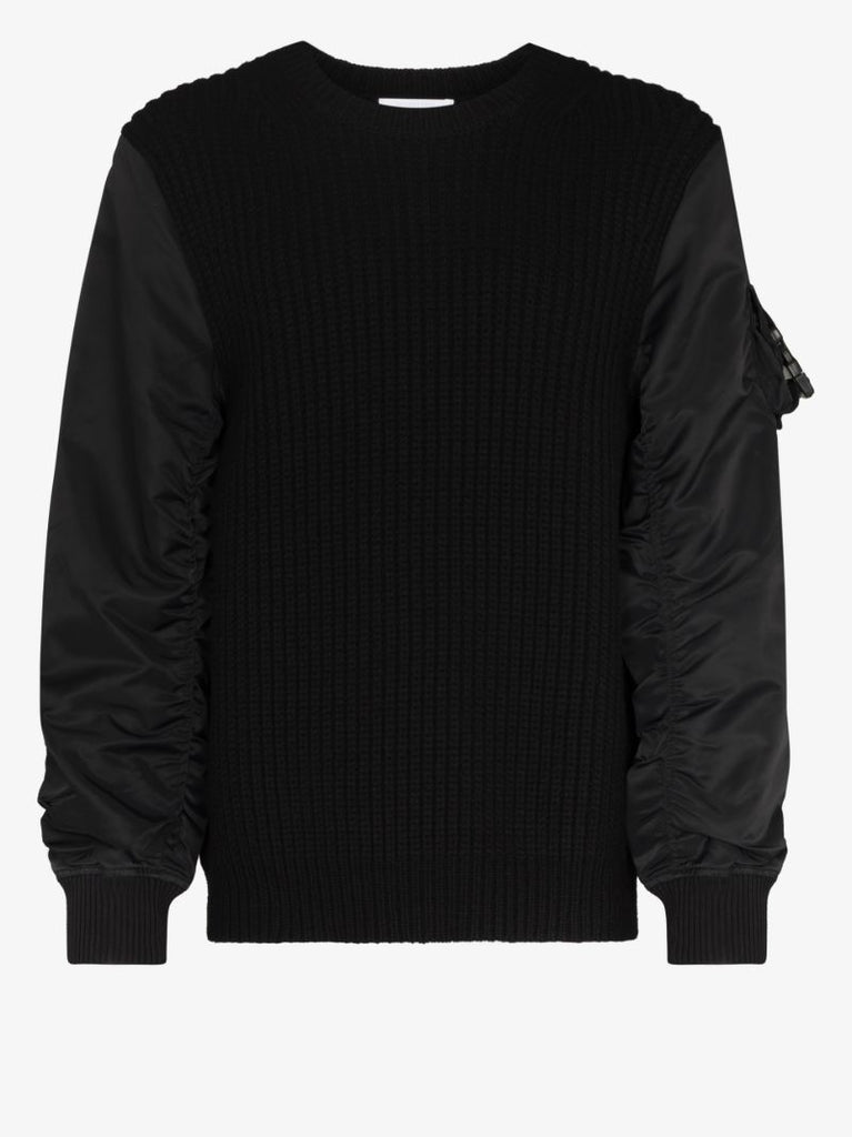 Contrast Sleeve Aviator Knit Sweater
