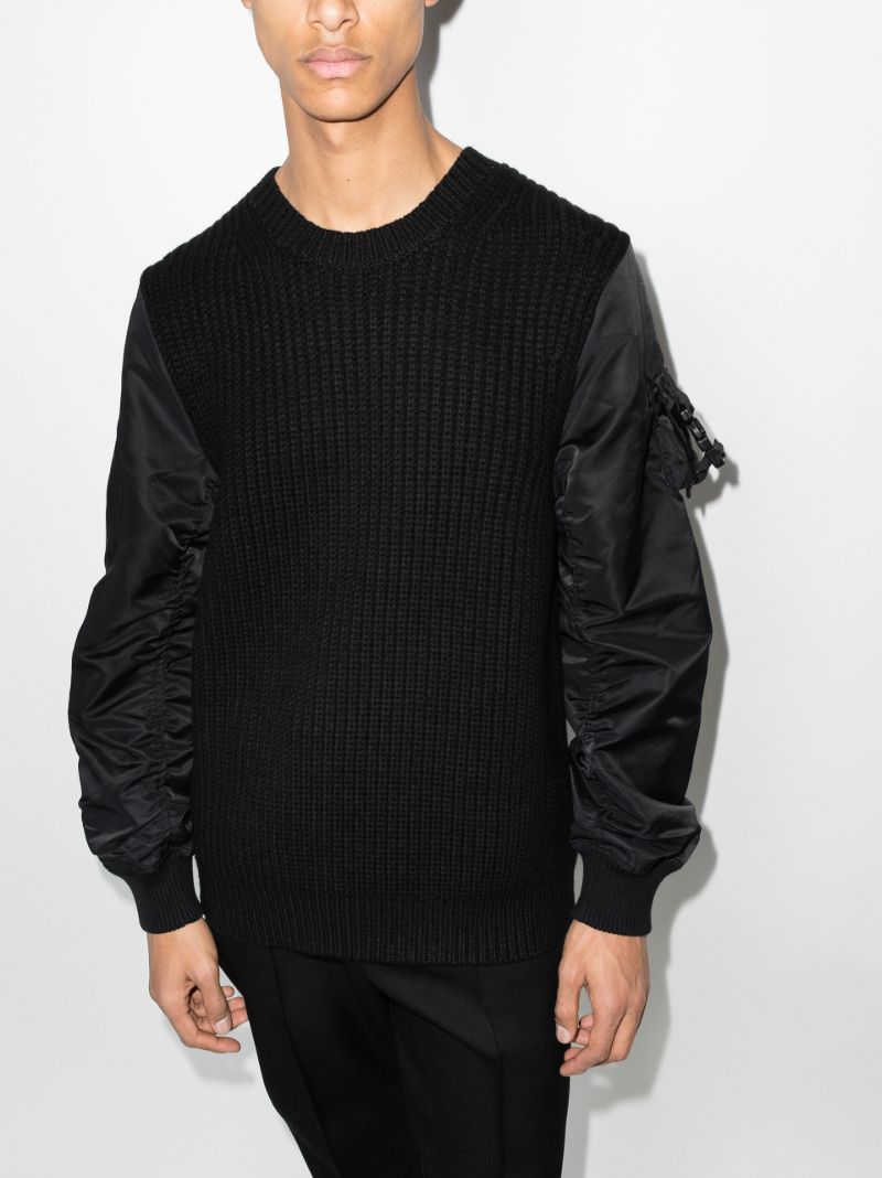 Contrast Sleeve Aviator Knit Sweater