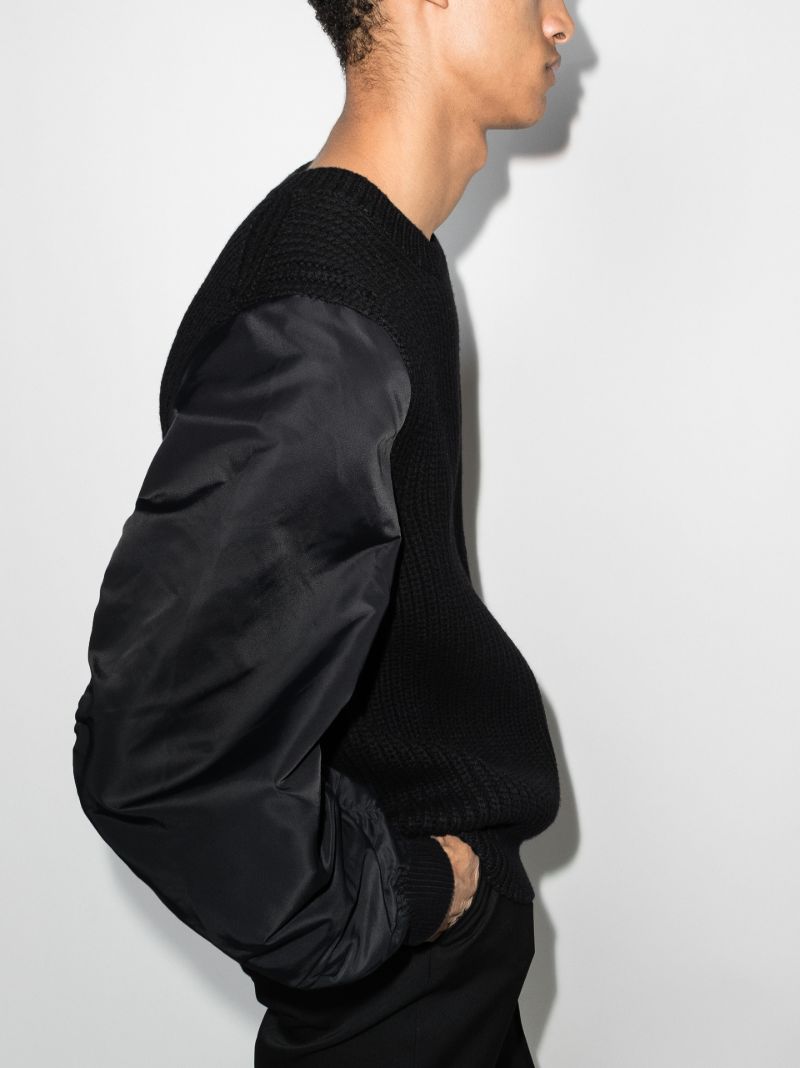 Contrast Sleeve Aviator Knit Sweater