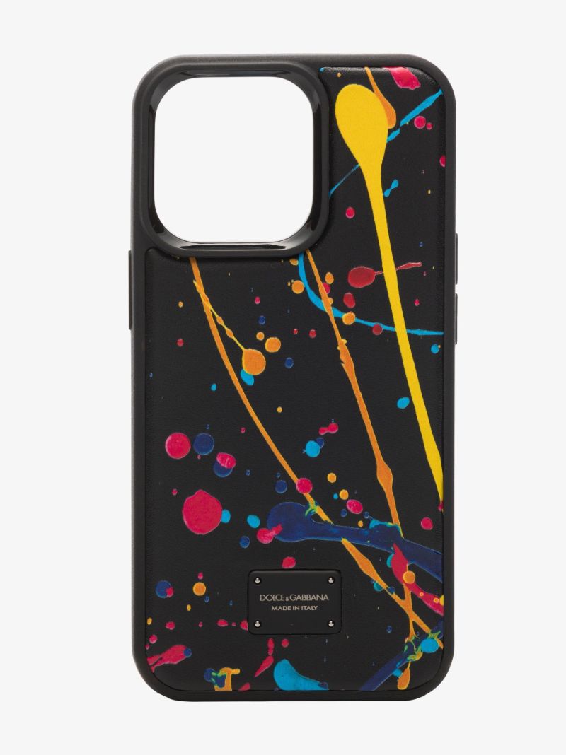 Black Painted Leather Iphone 13 Pro Case