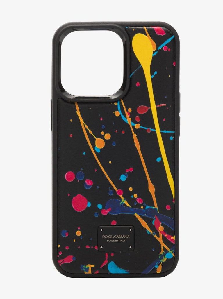 Black Painted Leather Iphone 13 Pro Case