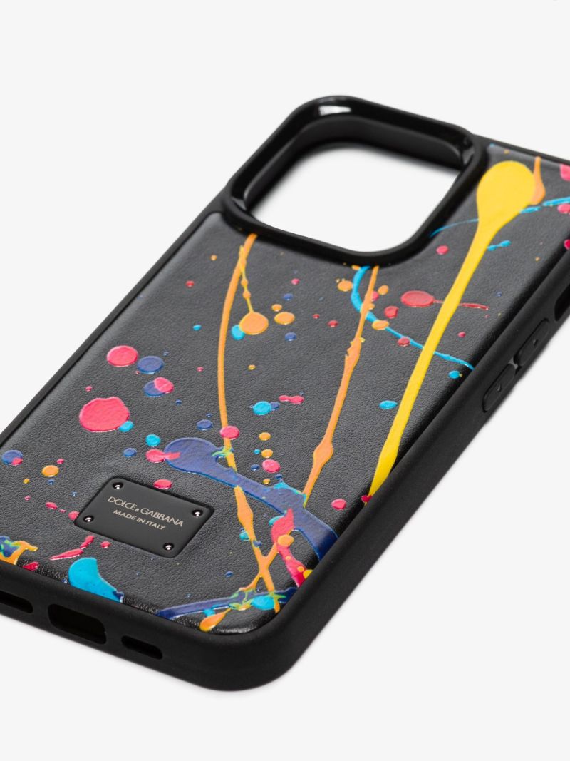 Black Painted Leather Iphone 13 Pro Case