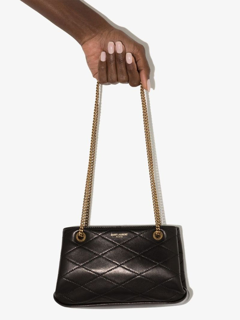 Black Melody Quilted Leather Shoulder Bag
