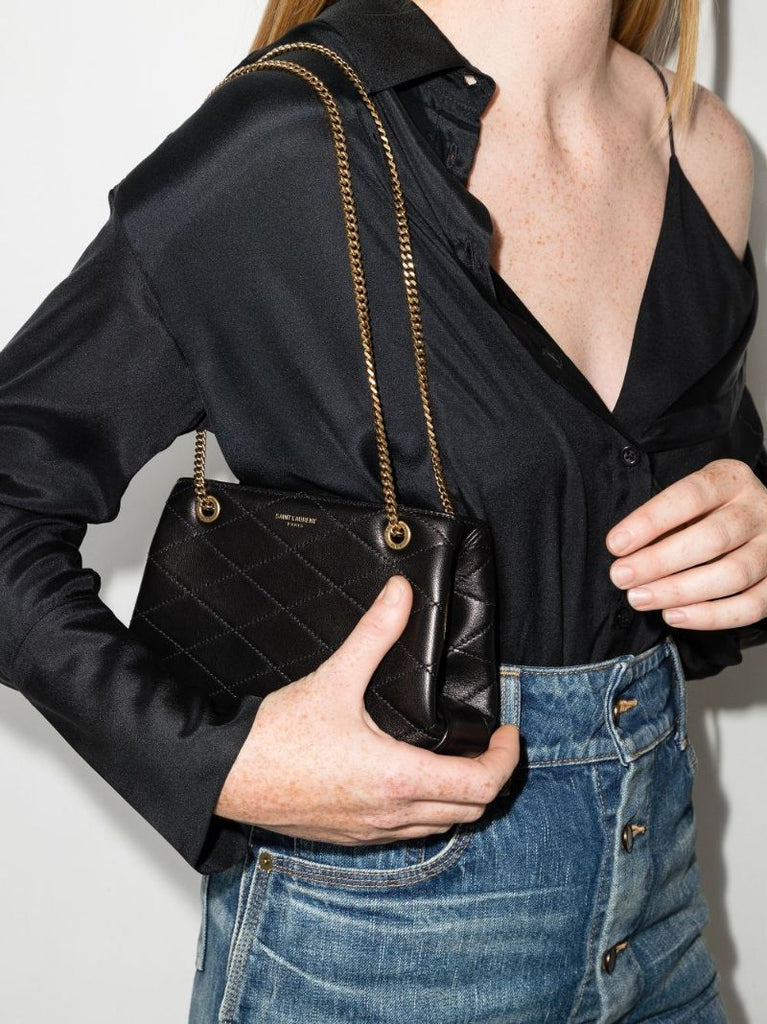 Black Melody Quilted Leather Shoulder Bag