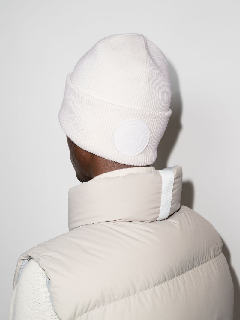 White Arctic Disc Wool Beanie Hat