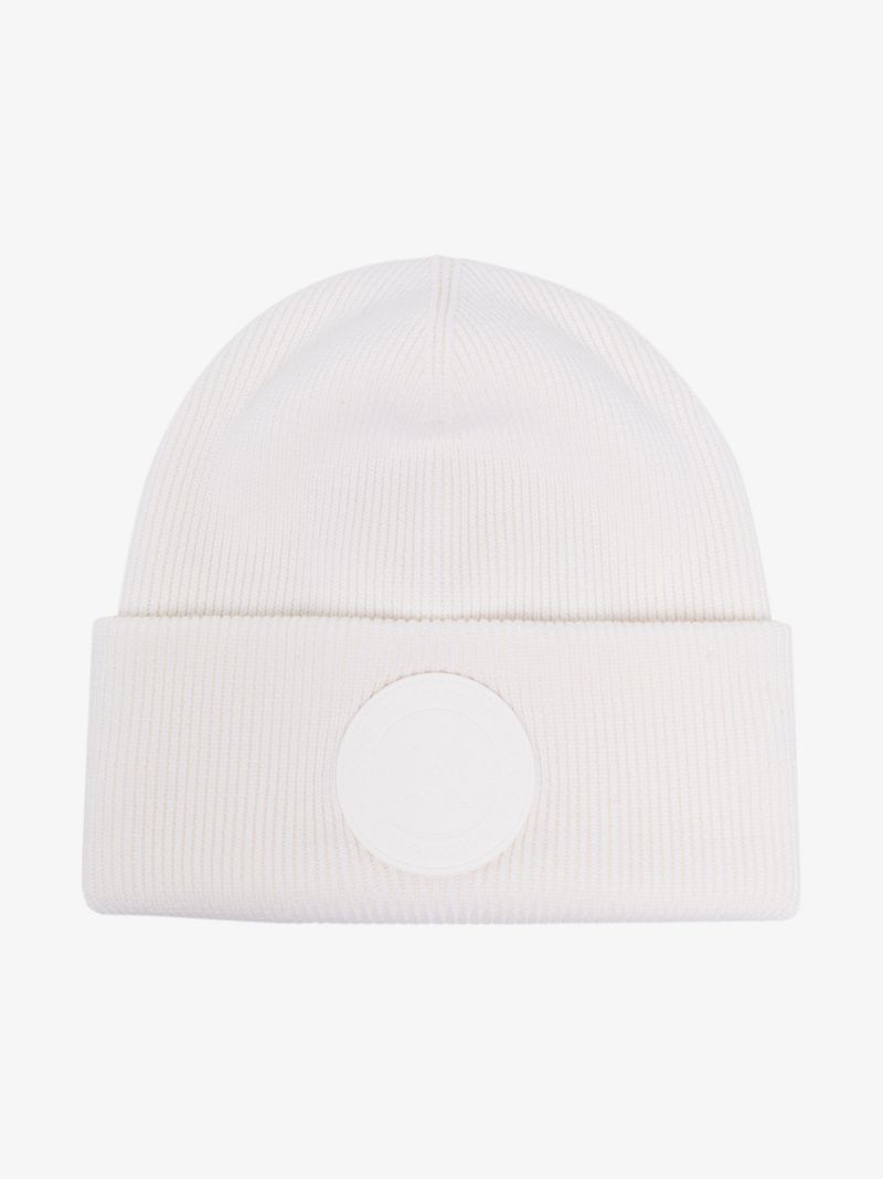 White Arctic Disc Wool Beanie Hat