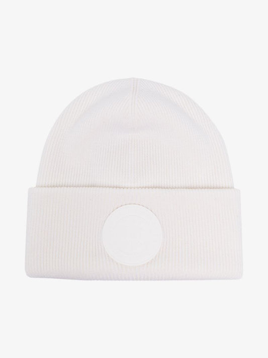 White Arctic Disc Wool Beanie Hat
