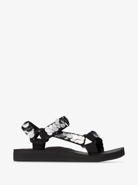 Black Trekky Sequin Sandals
