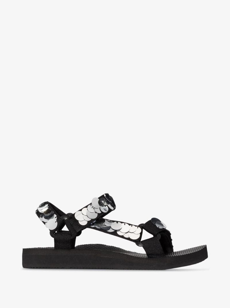 Black Trekky Sequin Sandals