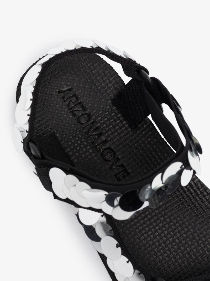 Black Trekky Sequin Sandals
