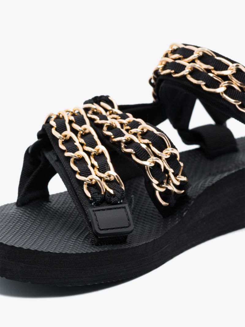 Black Trekky Chain Sandals