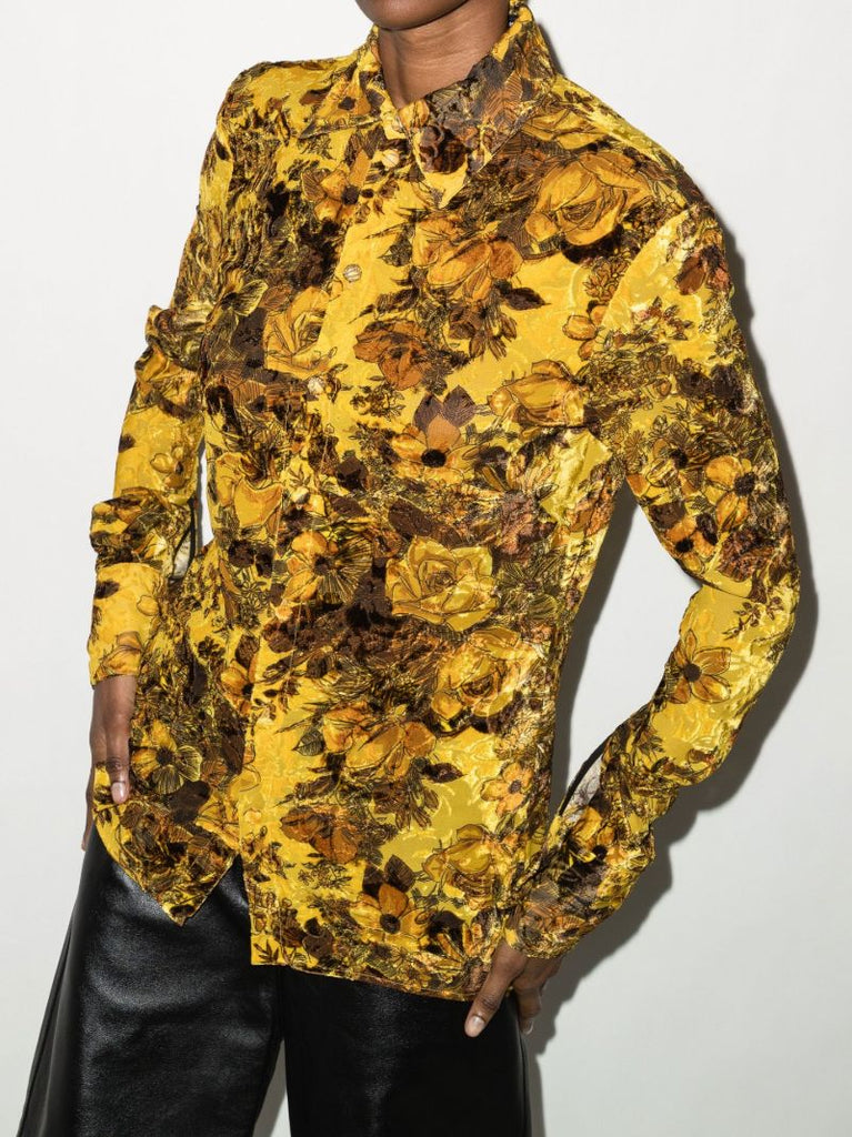 Floral Print Velvet DevorÃ_x0083_Â© Shirt