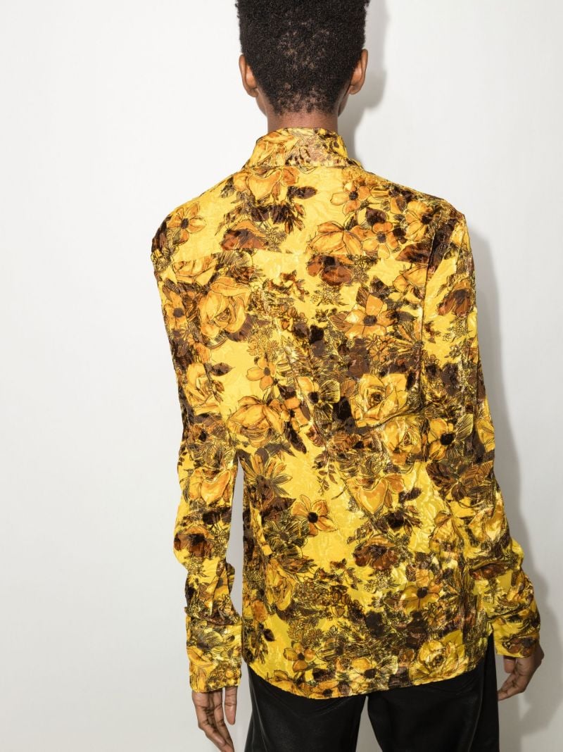 Floral Print Velvet DevorÃ_x0083_Â© Shirt
