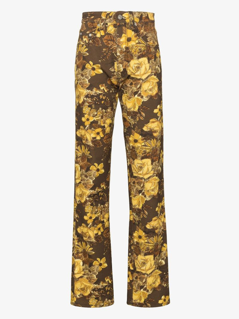 Floral Print Straight Leg Jeans