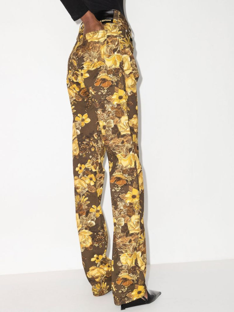 Floral Print Straight Leg Jeans