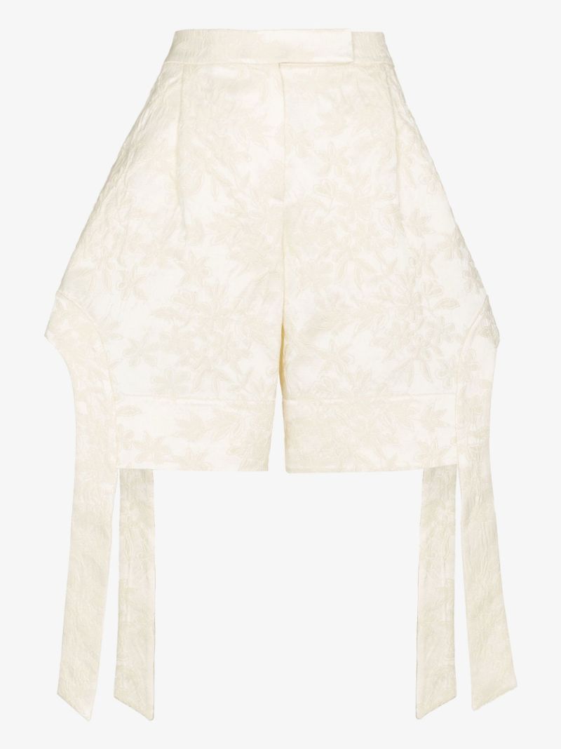 Sculpted Brocade Cutout Shorts