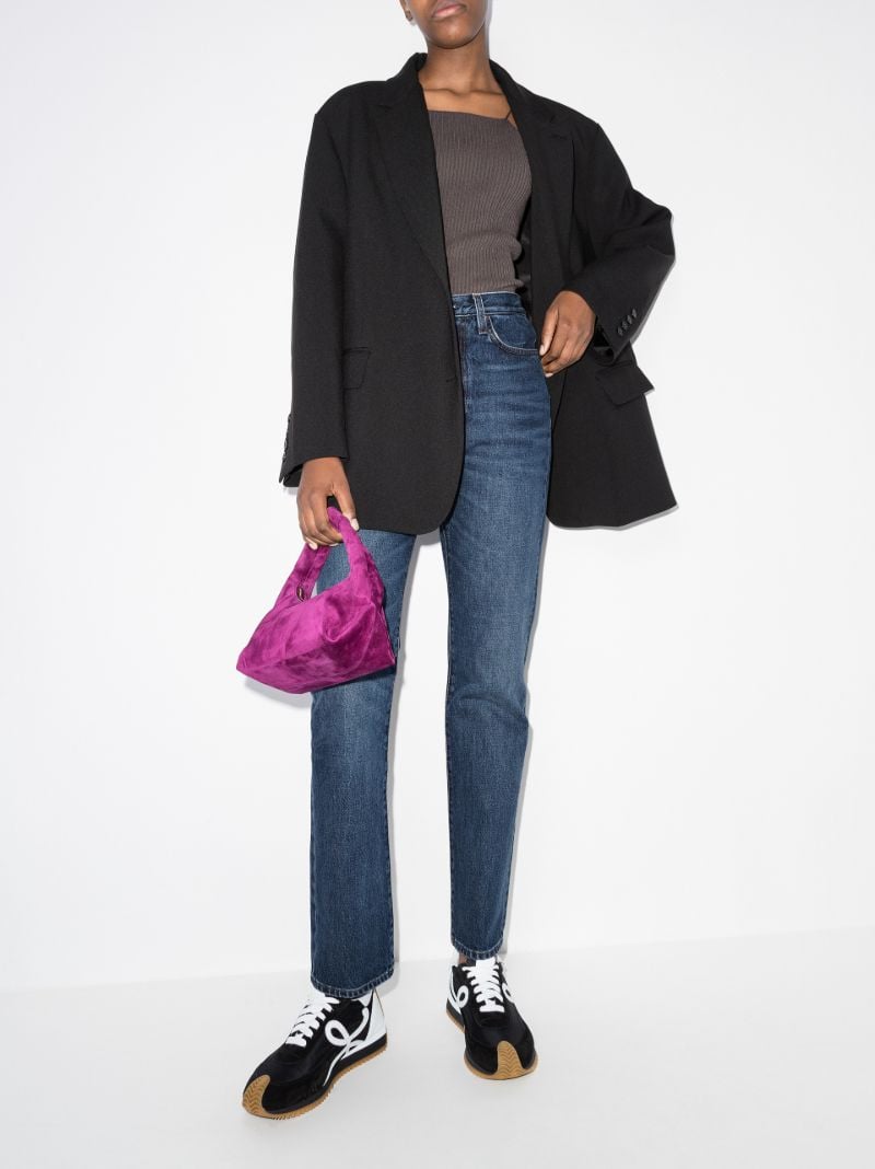 Blue High Waist Straight-leg Jeans