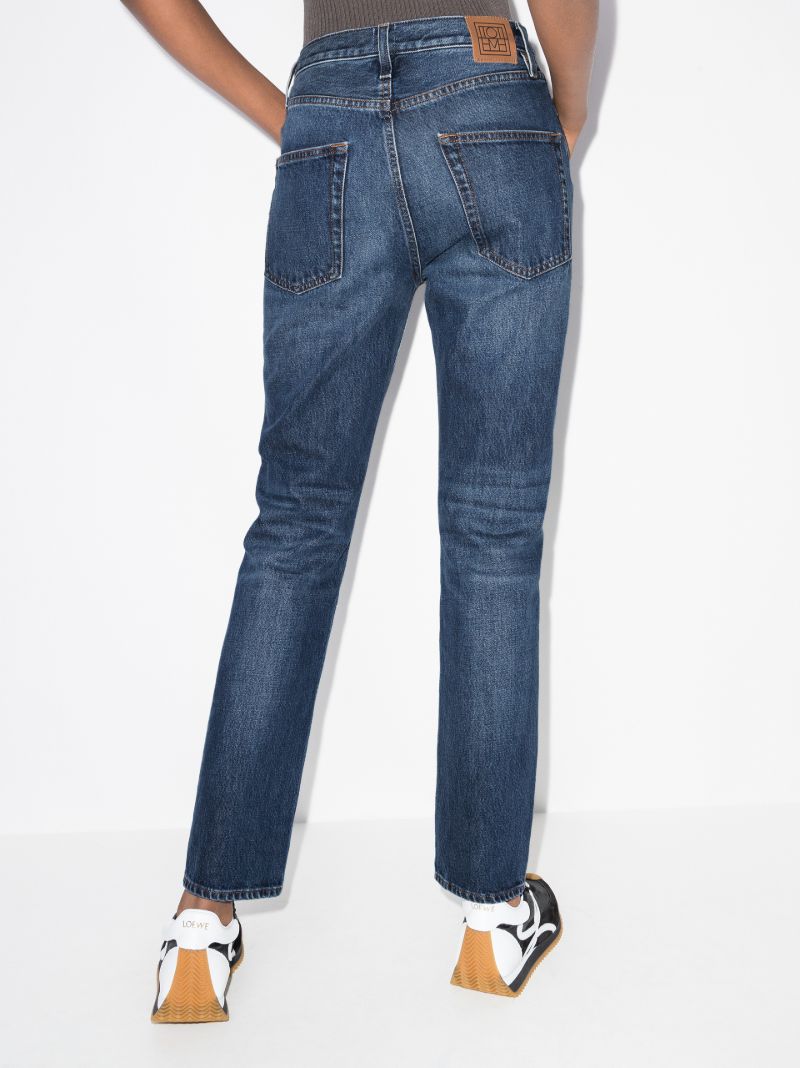 Blue High Waist Straight-leg Jeans