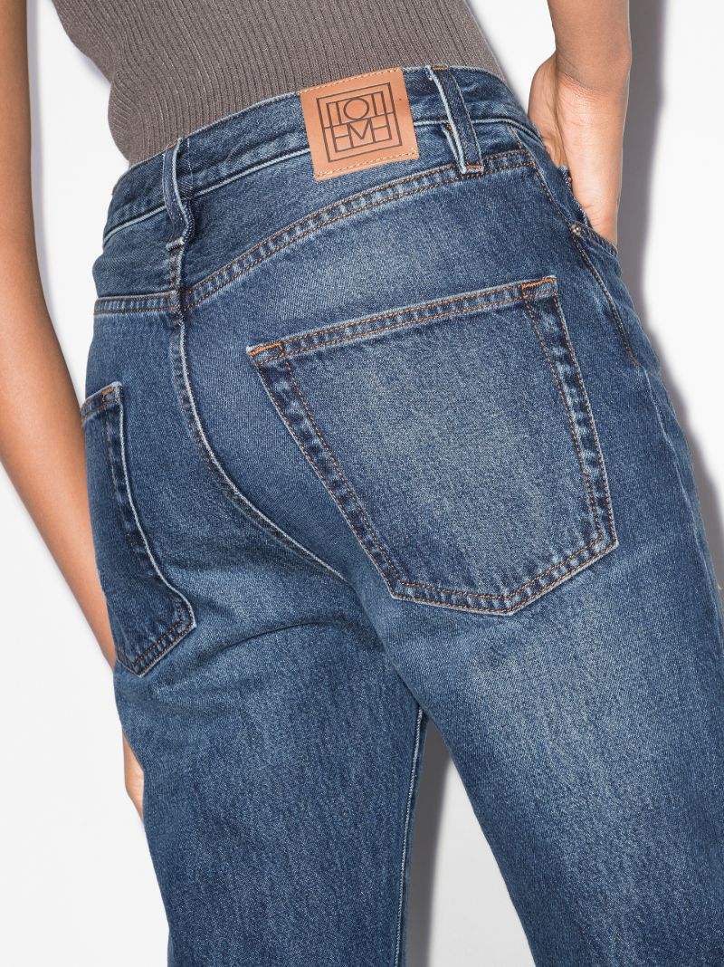 Blue High Waist Straight-leg Jeans