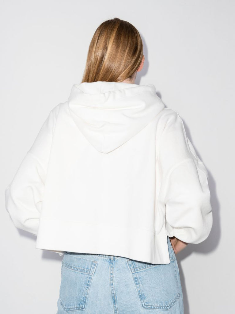 Cropped Logo Cotton Hoodie