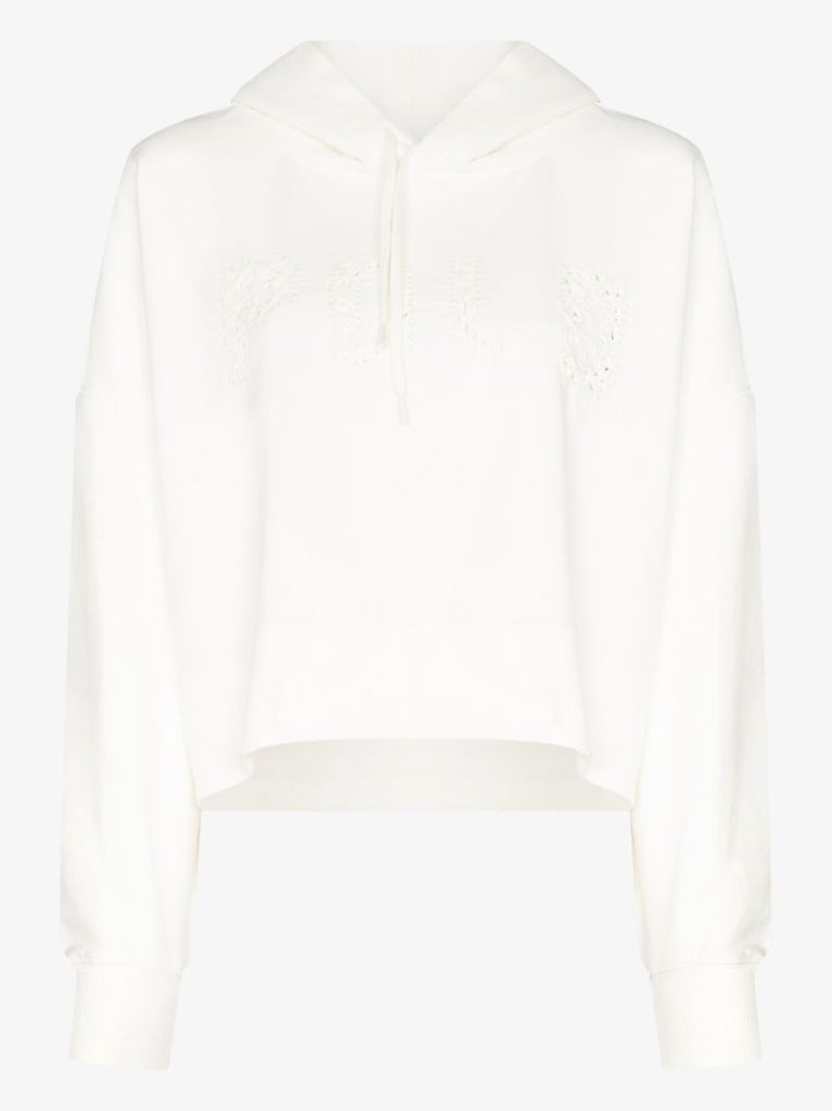 Cropped Logo Cotton Hoodie