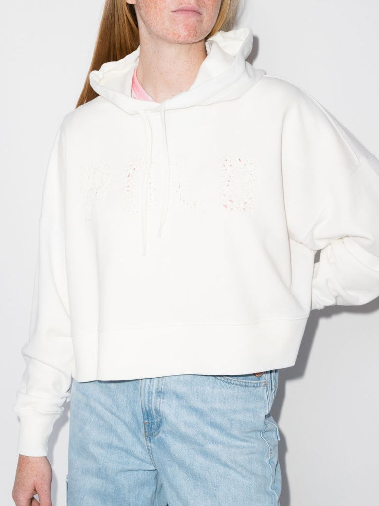 Cropped Logo Cotton Hoodie