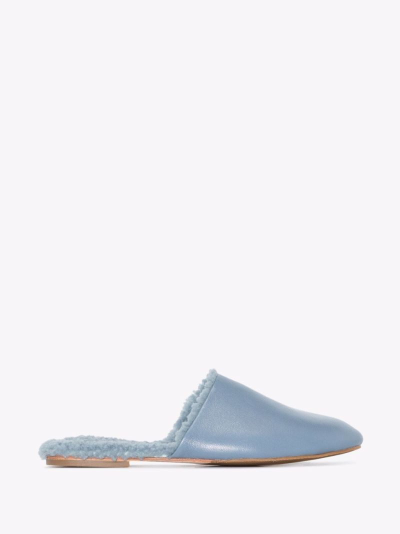 Blue the Soft Leather Slippers