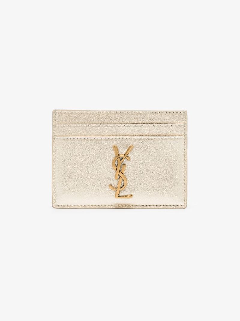 Gold Monogram Leather Card Holder