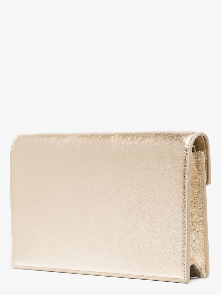 Gold Envelope Leather Wallet on Chain