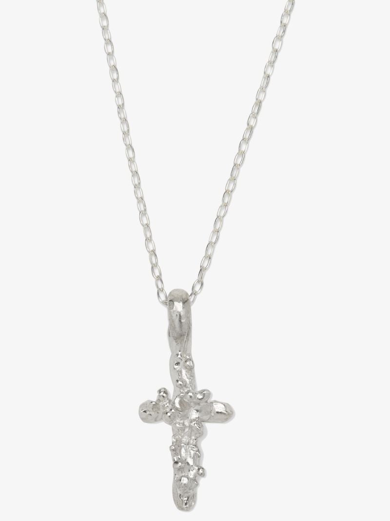 Sterling Silver the Frosted Dagger Pendant Necklace