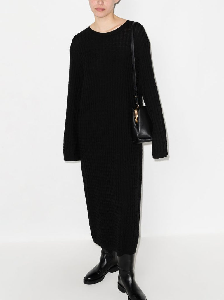 Cable Knit Wool Midi Dress