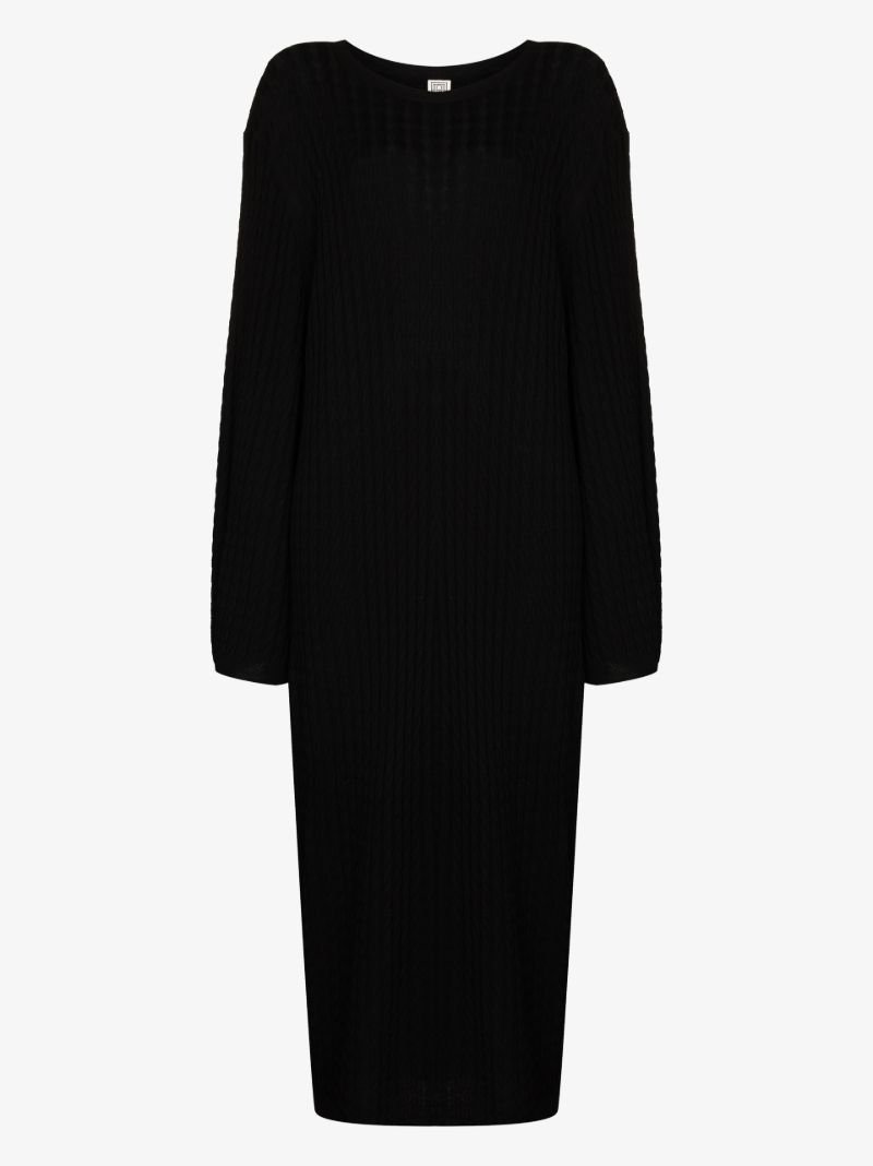 Cable Knit Wool Midi Dress