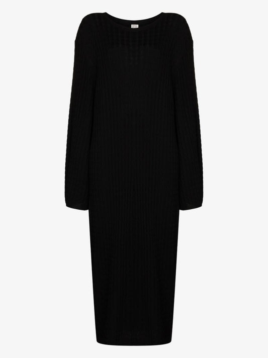 Cable Knit Wool Midi Dress