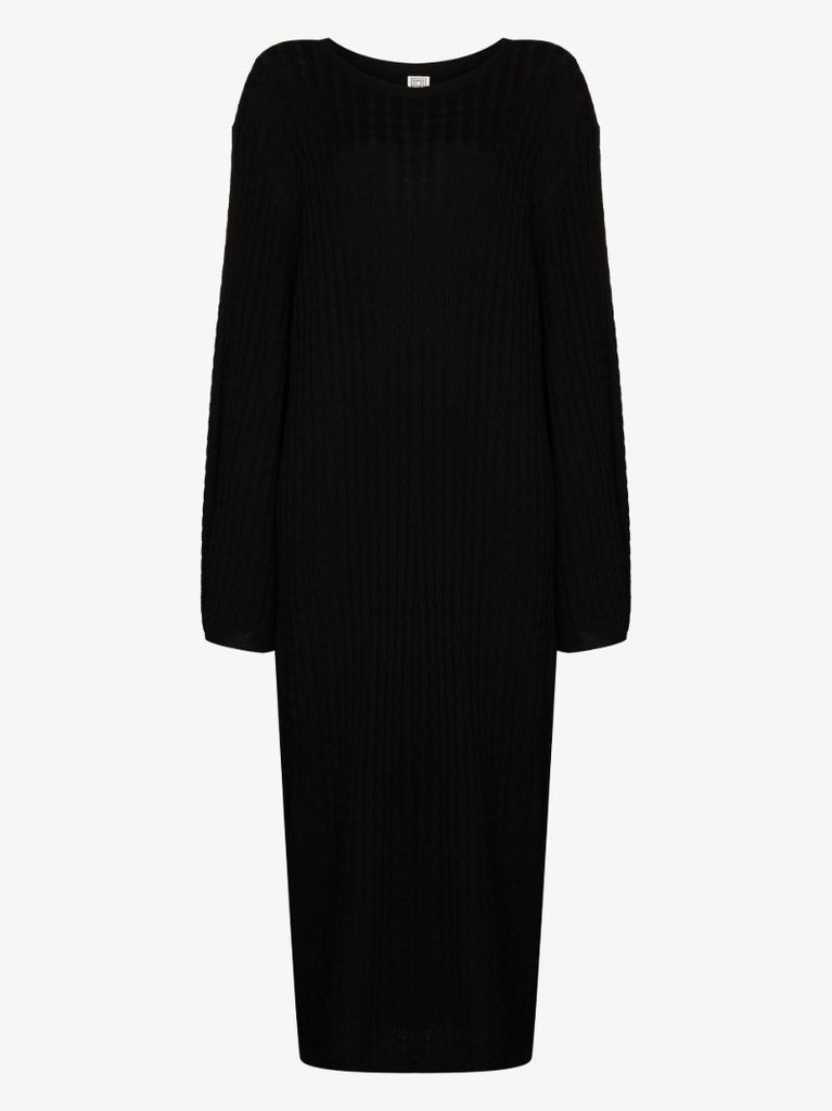 Cable Knit Wool Midi Dress