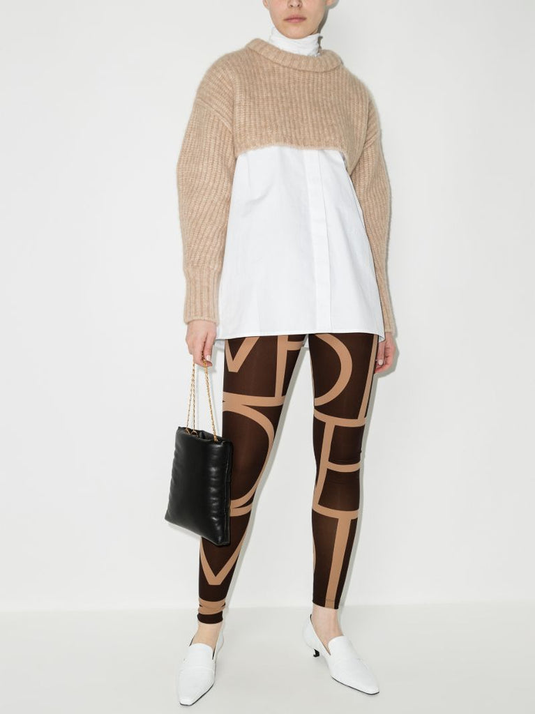 Brown High Waist Monogram Leggings