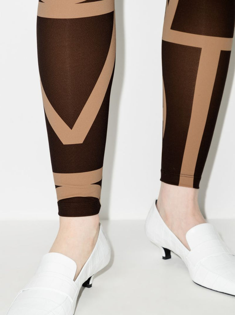 Brown High Waist Monogram Leggings