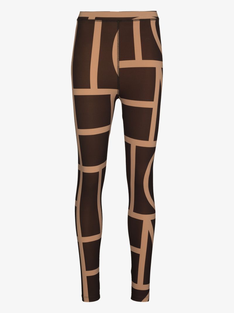 Brown High Waist Monogram Leggings