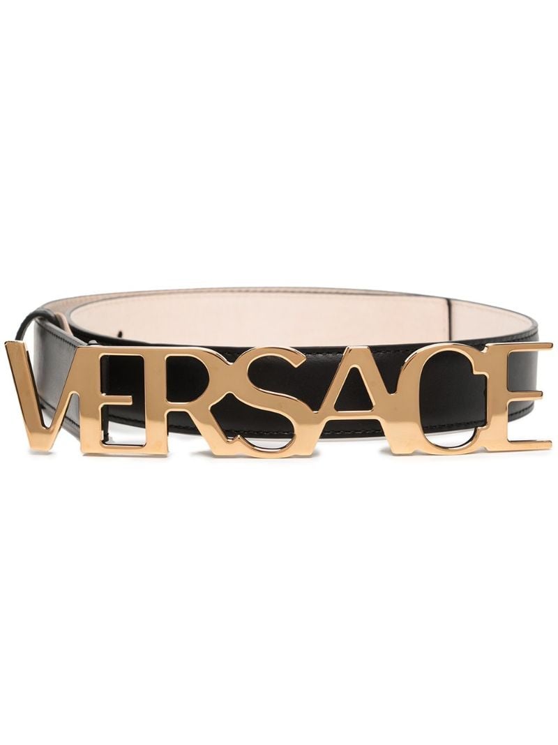 Black Logo Leather Belt