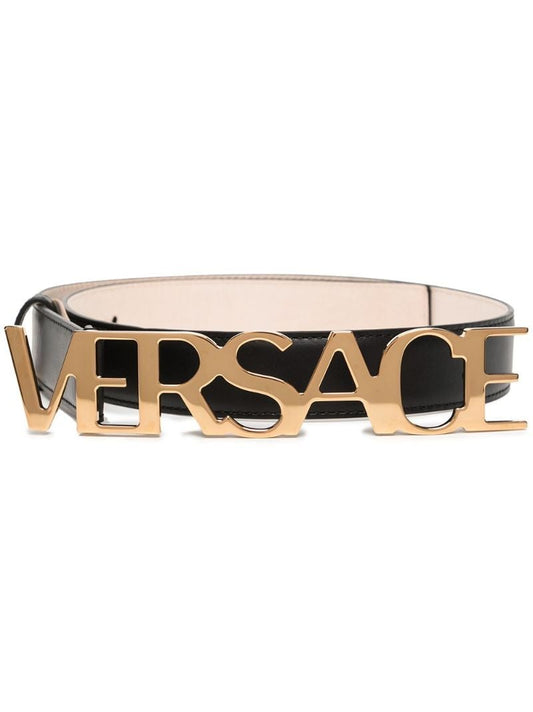 Black Logo Leather Belt