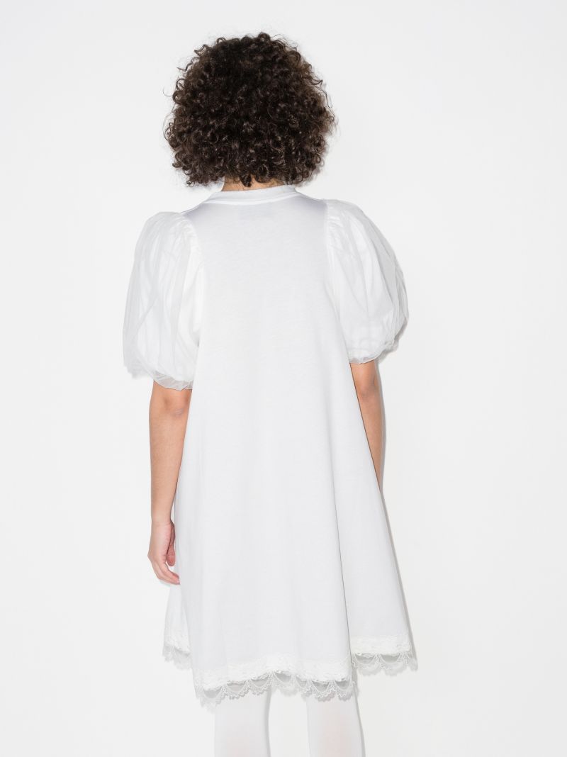 Puff Sleeve Sequined Cotton Mini Dress