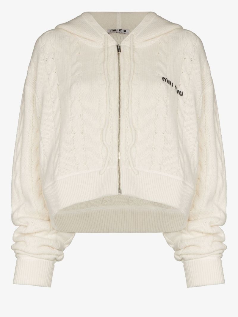 Cable Knit Zip-up Hoodie