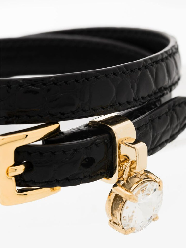 Black Mock Croc Double Wrap Bracelet